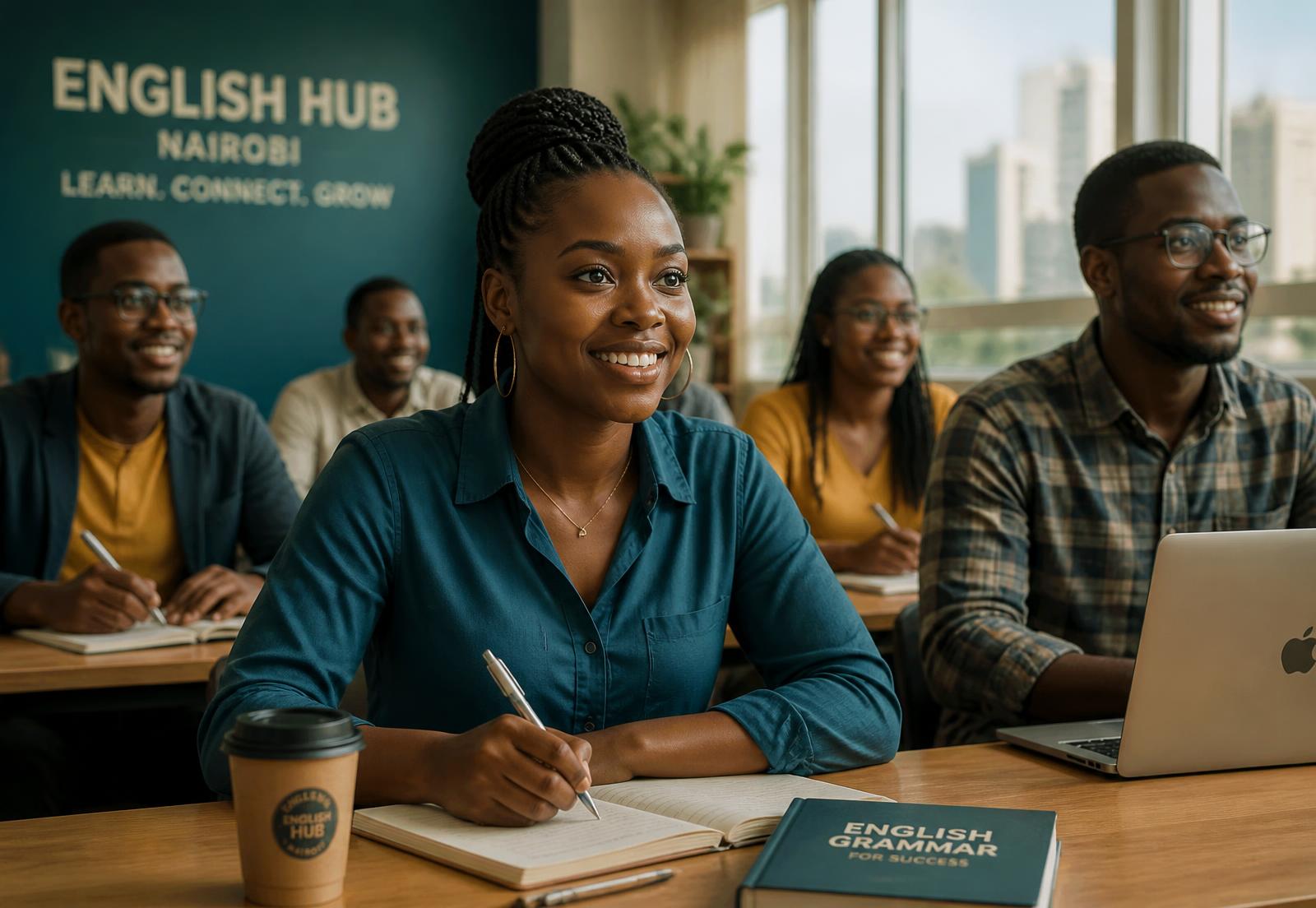 Adult students in an IELTS preparation class in Nairobi